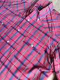 Medium - Vintage 80s Wrangler Pink Plaid Western Button-Up Shirt