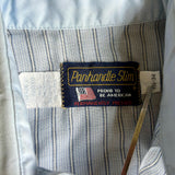 Medium - Vintage 80s Panhandle Slim Baby Blue Striped Western Pearlsnap Dress Shirt w/Contrast Collar