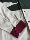 Medium - Vintage 90s Mo Betta Maroon Green Cream Tiger Stripe Long Sleeve Band Collar Button Up Western Shirt