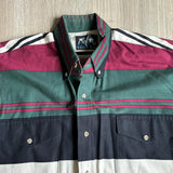 Medium - Vintage 90s Roper Green/Maroon Striped Western Button-Up Shirt