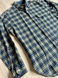 Med/Lrg - Vintage 70s Pendleton Lobo Blue/Green/Beige Wool Button-Up Lodge Shirt