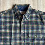 Med/Lrg - Vintage 70s Pendleton Lobo Blue/Green/Beige Wool Button-Up Lodge Shirt