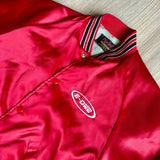 Vintage 80s Red Satin Windbreaker/ Bomber Jacket (Medium)
