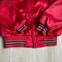 Vintage 80s Red Satin Windbreaker/ Bomber Jacket (Medium)