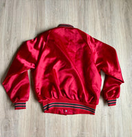Vintage 80s Red Satin Windbreaker/ Bomber Jacket (Medium)