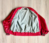 Vintage 80s Red Satin Windbreaker/ Bomber Jacket (Medium)