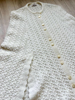 Women's S/M - Vintage 70s Montgomery Ward Cream Button Up Crocheted Shawl