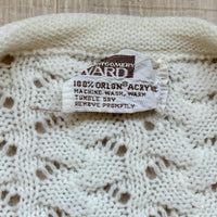 Women's S/M - Vintage 70s Montgomery Ward Cream Button Up Crocheted Shawl