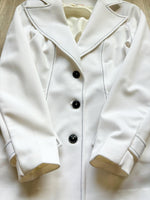 Vintage 70s Ship Mates White w/ Black Stitch Polyester Leisure Suit / Disco Jacket (Womens S/M)