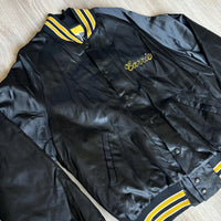 Vintage 80s Cibola High School Black Satin Windbreaker/ Bomber Jacket (Men's Large)