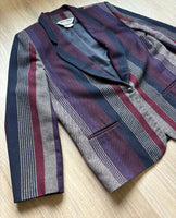 Vintage 80s Inner Visions Purple/Gray/Navy Striped Blazer (Womens M/L)