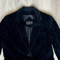 Vintage 80s Black Crushed Velvet Blazer / Sport Coat (Womens XS/S)