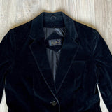 Vintage 80s Black Crushed Velvet Blazer / Sport Coat (Womens XS/S)