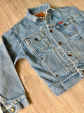 Vintage 90s Wrangler Red Tab Cropped Western Denim / Jean Jacket (XS / Small)