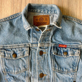 Vintage 90s Wrangler Red Tab Cropped Western Denim / Jean Jacket (XS / Small)