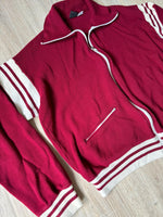 Med/Lrg - Vintage 80s JC Penny Maroon/White  Zip Up Track Jacket