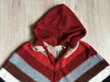 Women's Vintage 60s Striped Crochet Fringe Hooded Cape / Shawl