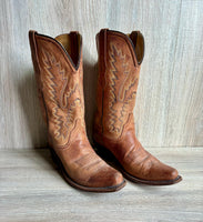 Women's Size 7.5 Old West Brown Leather Snip Toe Cowboy Boots