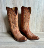 Women's Size 7.5 Old West Brown Leather Snip Toe Cowboy Boots