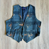 Vintage 90s AtLast Cowboy / Western Themed Plaid Vest (Sm/Med)
