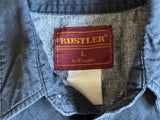 XS (Youth L) - Vintage 90s Rustler Black / Red / Aztec Western Pearlsnap Shirt