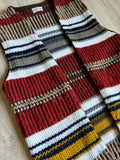 Women's Small - Vintage 60s Striped Crochet Fringe Vest