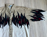 XL - Vintage 90s Brooks & Dunn Beige/Cream w/Tribal Flames Button Up Western Shirt