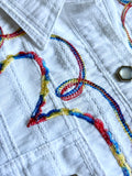 Small - Classic Roper Chain Stitch / Striped White Pearlsnap Western Shirt
