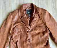 Classic Y2K Mossimo Brown Leather Overcoat (Size XS/Sm)