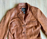 Classic Y2K Mossimo Brown Leather Overcoat (Size XS/Sm)