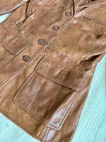 Classic Y2K Mossimo Brown Leather Overcoat (Size XS/Sm)