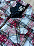 XS - Vintage 90s MTO Quilt Lined Maroon/Black/White Plaid Flannel Button-Up Shirt / Jacket / Shacket
