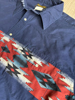 3X - Vintage 90s Rustler by Wrangler Blue / Aztec Pearlsnap Short Sleeve Western Shirt