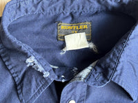3X - Vintage 90s Rustler by Wrangler Blue / Aztec Pearlsnap Short Sleeve Western Shirt