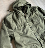 Large - Vintage 80s Olive Green / Fleece Lined Hooded Parka / Jacket