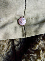 Large - Vintage 80s Olive Green / Fleece Lined Hooded Parka / Jacket
