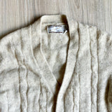 Small - Vintage 80s Sears Cream Wool Cardigan / Button Up Sweater