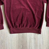 Medium - Vintage 80s Campus Maroon Velour V-Neck Cardigan Sweater