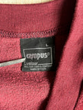 Medium - Vintage 80s Campus Maroon Velour V-Neck Cardigan Sweater
