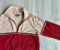 Medium - Vintage 80s ATB Beige/Maroon Zip Up Track Jacket