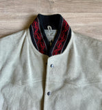 Large - Vintage 90s Pioneer Wear Gray Surde Leather / Aztec Western Rodeo Bomber Jacket