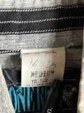 Med/Lrg - Vintage 90s Lone Roo by Roper Gray/Black Striped Button Up Western Shirt