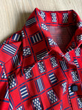Medium - Vintage 70s Red/Blue Abstract Plaid Button Up Leisure Shirt