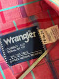 Medium - Vintage 80s Wrangler Pink Plaid Western Button-Up Shirt