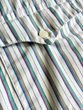 Medium - Vintage 80s Panhandle Slim White / Purple, Beige, Green Striped Long Sleeve Button Up Shirt