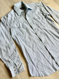 Medium - Vintage 80s Panhandle Slim Baby Blue Striped Western Pearlsnap Dress Shirt w/Contrast Collar