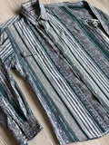 Medium - Vintage 90s Pure Country Gray/Green Southwest Striped Button Up Western Shirt