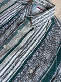 Medium - Vintage 90s Pure Country Gray/Green Southwest Striped Button Up Western Shirt