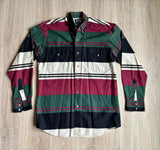 Medium - Vintage 90s Roper Green/Maroon Striped Western Button-Up Shirt