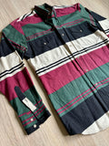 Medium - Vintage 90s Roper Green/Maroon Striped Western Button-Up Shirt